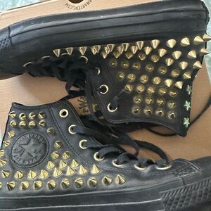 Converse Black and Gold Studded Sneakers